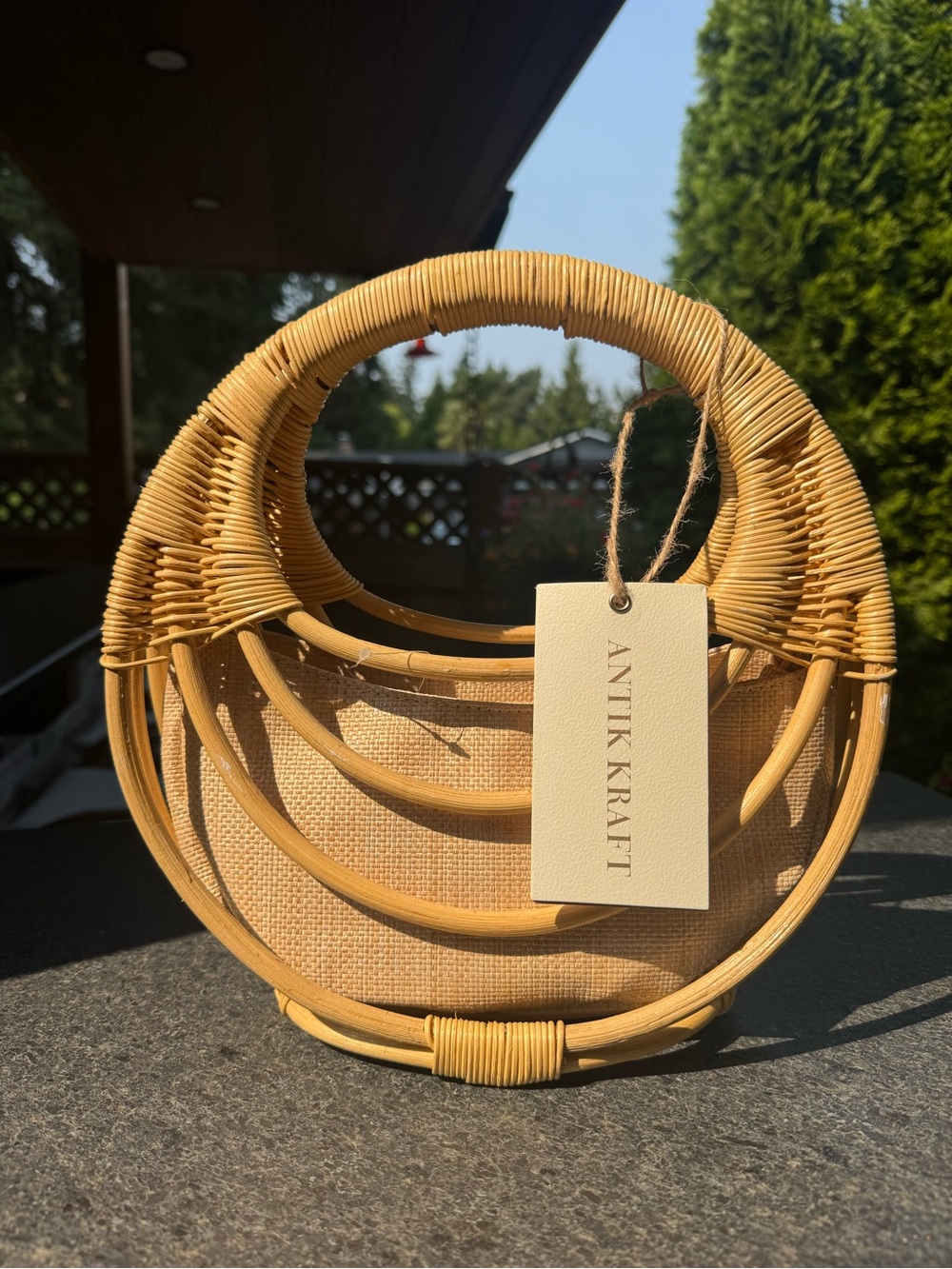 NEW Antik Kraft Wicker Structured Handheld vacation bag- Natural - Picture 4 of 8